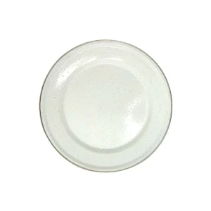 Plato de peltre blanco con filo de acero inoxidable 24 cm