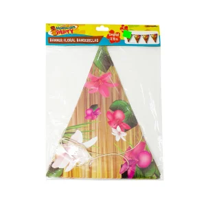 Hawaiian Party Banner Floral Banderillas - 9 piezas