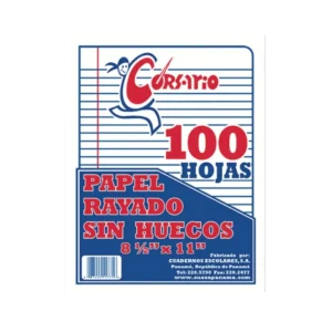 Corsario Papel Bond Rayado S-Hueco 8.5X11 100H (4
