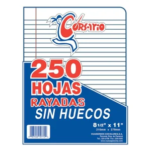 Corsario Papel Bond Rayado S-Hueco 8.5X11 250H (2
